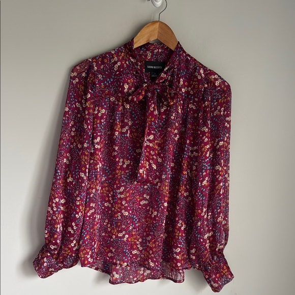 Sabina Musayev Hazel Floral Tie Neck Blouse Small - Picture 2 of 15
